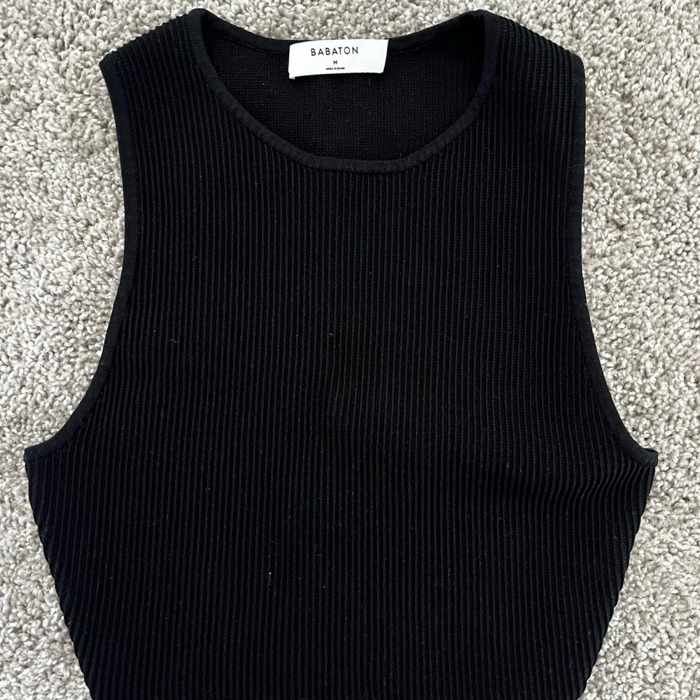 Aritzia Classic Black Ribbed Tank Top